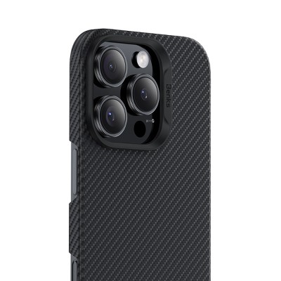 Apple iPhone 16 Pro Kılıf Benks M-safe Şarj Özellikli Metal Kamera Çerçeveli Magnetik ArmorAir 600D Kevlar Karbon Fiber Kapak - 4