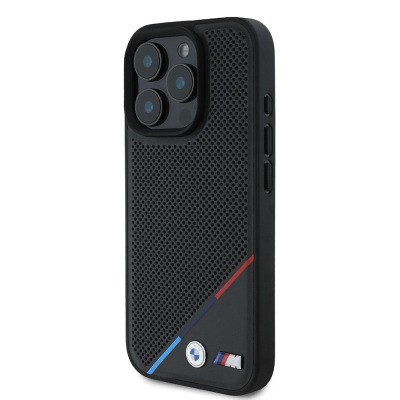 Apple iPhone 16 Pro Kılıf BMW Orjinal Lisanslı M-safe Şarj Özellikli M Logolu Üç Çizgili Delikli Deri Kapak - 3