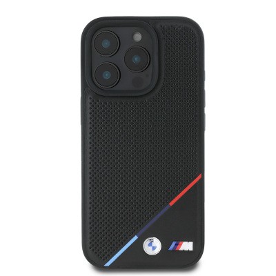 Apple iPhone 16 Pro Kılıf BMW Orjinal Lisanslı M-safe Şarj Özellikli M Logolu Üç Çizgili Delikli Deri Kapak - 4
