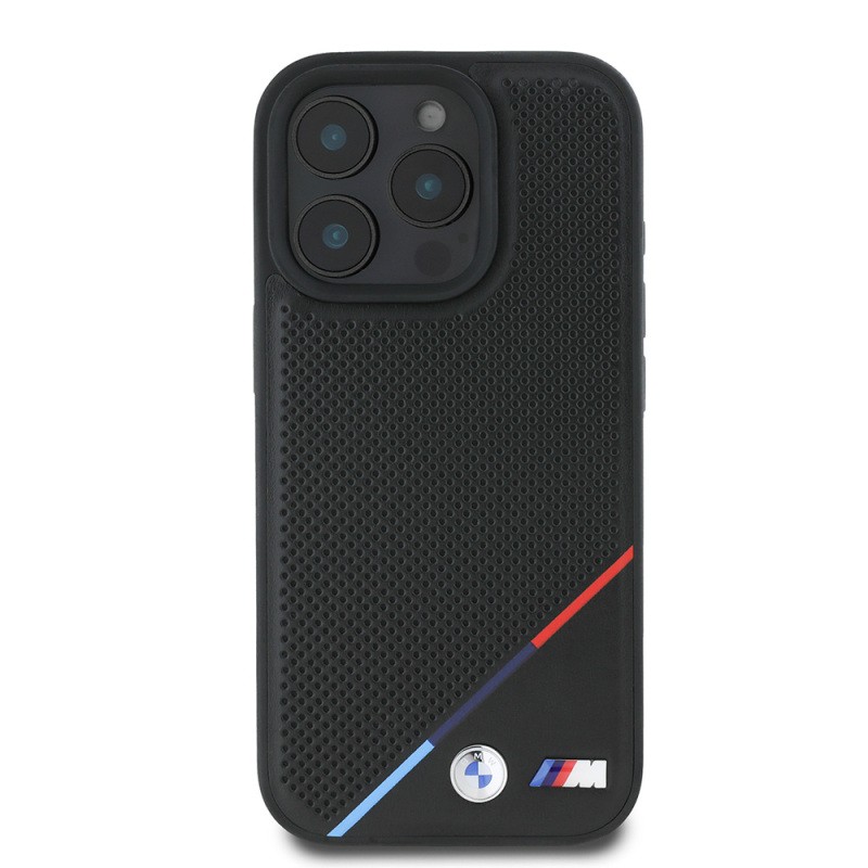 Apple iPhone 16 Pro Kılıf BMW Orjinal Lisanslı M-safe Şarj Özellikli M Logolu Üç Çizgili Delikli Deri Kapak - 4