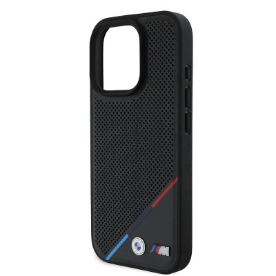 Apple iPhone 16 Pro Kılıf BMW Orjinal Lisanslı M-safe Şarj Özellikli M Logolu Üç Çizgili Delikli Deri Kapak - 7
