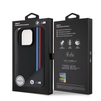 Apple iPhone 16 Pro Kılıf BMW Orjinal Lisanslı M-safe Şarj Özellikli M Logolu Üç Çizgili Dikiş Detaylı Meshed Tricolor Stripes Kapak - 3