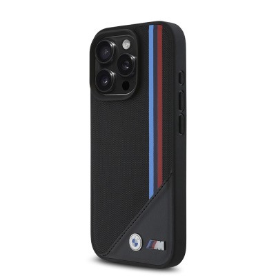 Apple iPhone 16 Pro Kılıf BMW Orjinal Lisanslı M-safe Şarj Özellikli M Logolu Üç Çizgili Dikiş Detaylı Meshed Tricolor Stripes Kapak - 4
