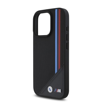 Apple iPhone 16 Pro Kılıf BMW Orjinal Lisanslı M-safe Şarj Özellikli M Logolu Üç Çizgili Dikiş Detaylı Meshed Tricolor Stripes Kapak - 8