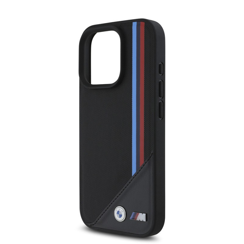 Apple iPhone 16 Pro Kılıf BMW Orjinal Lisanslı M-safe Şarj Özellikli M Logolu Üç Çizgili Dikiş Detaylı Meshed Tricolor Stripes Kapak - 8
