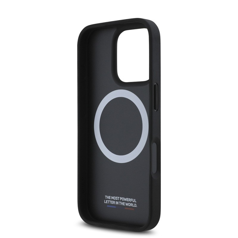 Apple iPhone 16 Pro Kılıf BMW Orjinal Lisanslı M-safe Şarj Özellikli M Logolu Üç Çizgili Dikiş Detaylı Meshed Tricolor Stripes Kapak - 9