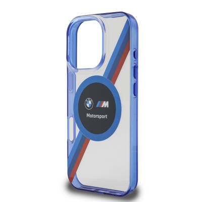 Apple iPhone 16 Pro Kılıf BMW Orjinal Lisanslı M-safe Şarj Özellikli M Logolu Üç Renk Çizgili Motorsport Circle Kapak - 7
