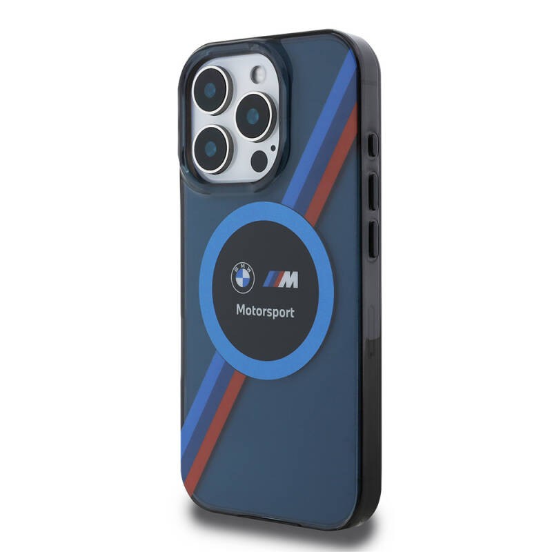 Apple iPhone 16 Pro Kılıf BMW Orjinal Lisanslı M-safe Şarj Özellikli M Logolu Üç Renk Çizgili Motorsport Circle Kapak - 12