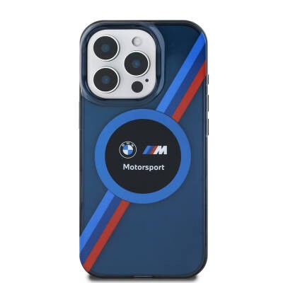 Apple iPhone 16 Pro Kılıf BMW Orjinal Lisanslı M-safe Şarj Özellikli M Logolu Üç Renk Çizgili Motorsport Circle Kapak - 13