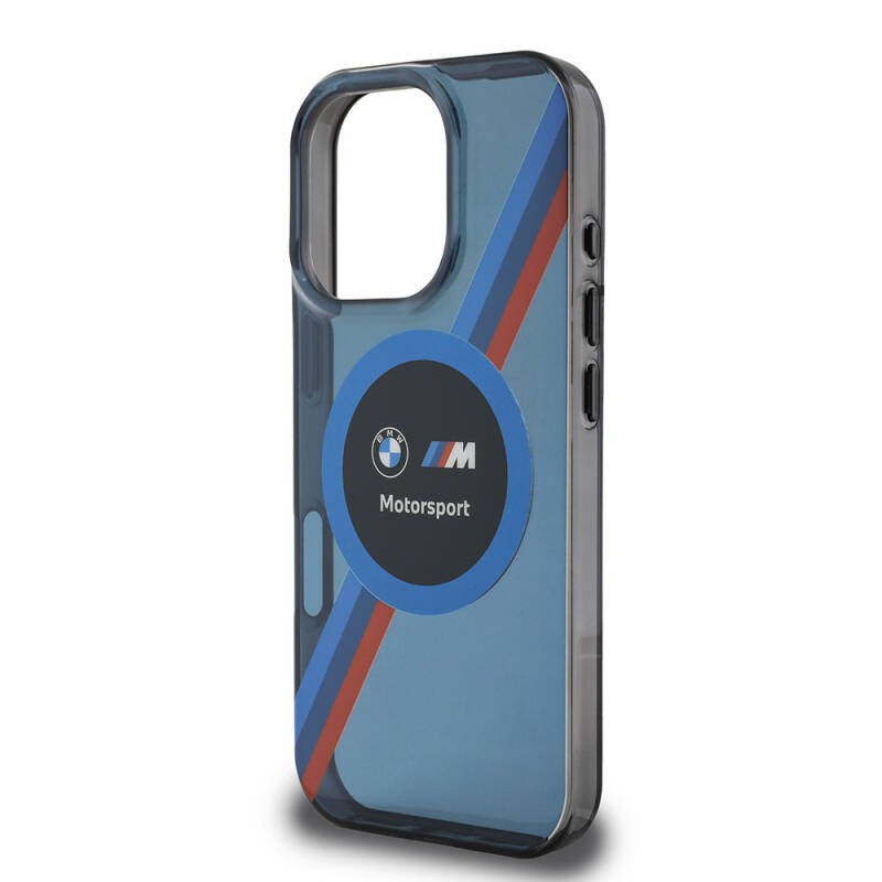 Apple iPhone 16 Pro Kılıf BMW Orjinal Lisanslı M-safe Şarj Özellikli M Logolu Üç Renk Çizgili Motorsport Circle Kapak - 16