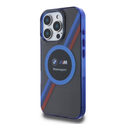 Apple iPhone 16 Pro Kılıf BMW Orjinal Lisanslı M-safe Şarj Özellikli M Logolu Üç Renk Çizgili Motorsport Circle Kapak - 21