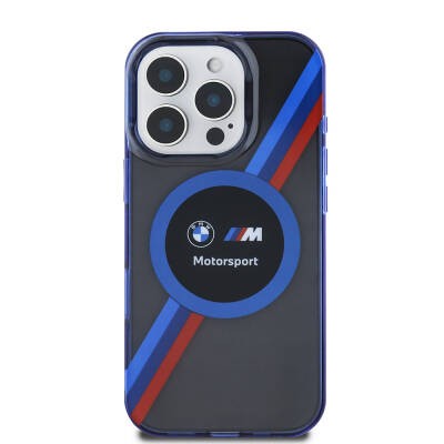 Apple iPhone 16 Pro Kılıf BMW Orjinal Lisanslı M-safe Şarj Özellikli M Logolu Üç Renk Çizgili Motorsport Circle Kapak - 22