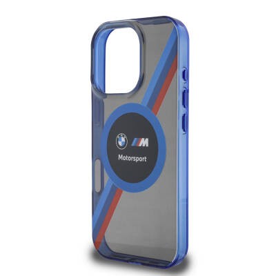 Apple iPhone 16 Pro Kılıf BMW Orjinal Lisanslı M-safe Şarj Özellikli M Logolu Üç Renk Çizgili Motorsport Circle Kapak - 25