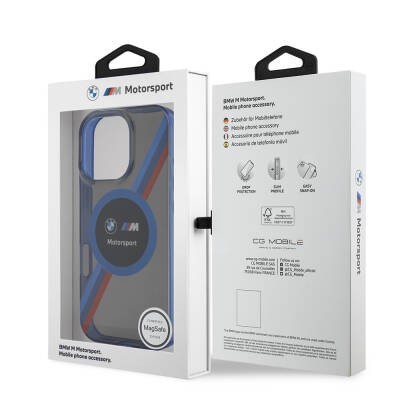 Apple iPhone 16 Pro Kılıf BMW Orjinal Lisanslı M-safe Şarj Özellikli M Logolu Üç Renk Çizgili Motorsport Circle Kapak - 27