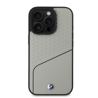 Apple iPhone 16 Pro Kılıf BMW Orjinal Lisanslı M-safe Şarj Özellikli Metal Logolu Dokulu ve Çizgili Deri Kapak - 17