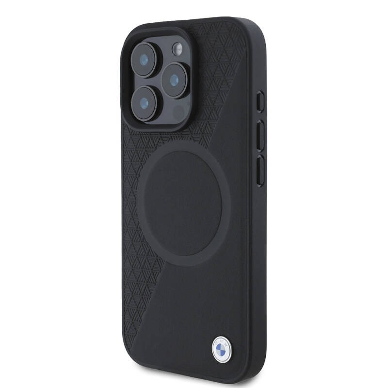 Apple iPhone 16 Pro Kılıf BMW Orjinal Lisanslı M-safe Şarj Özellikli Metal Logolu Yarım Dokulu Circle Deri Kapak - 3