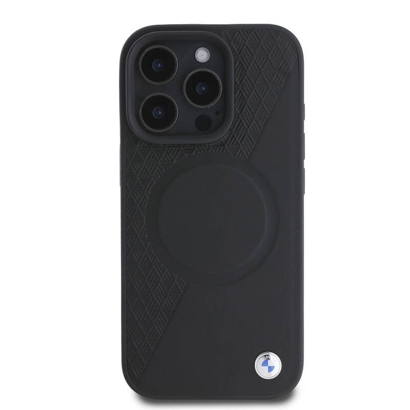 Apple iPhone 16 Pro Kılıf BMW Orjinal Lisanslı M-safe Şarj Özellikli Metal Logolu Yarım Dokulu Circle Deri Kapak - 4