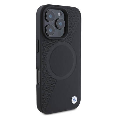 Apple iPhone 16 Pro Kılıf BMW Orjinal Lisanslı M-safe Şarj Özellikli Metal Logolu Yarım Dokulu Circle Deri Kapak - 5