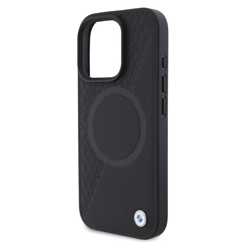Apple iPhone 16 Pro Kılıf BMW Orjinal Lisanslı M-safe Şarj Özellikli Metal Logolu Yarım Dokulu Circle Deri Kapak - 7