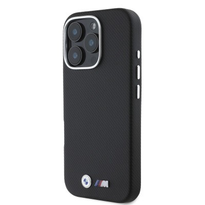 Apple iPhone 16 Pro Kılıf BMW Orjinal Lisanslı Tam Sarılmış Karbon Tasarımlı Metal Logo Suni Deri Kapak - 3
