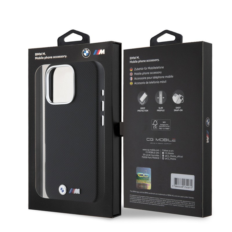 Apple iPhone 16 Pro Kılıf BMW Orjinal Lisanslı Tam Sarılmış Karbon Tasarımlı Metal Logo Suni Deri Kapak - 9