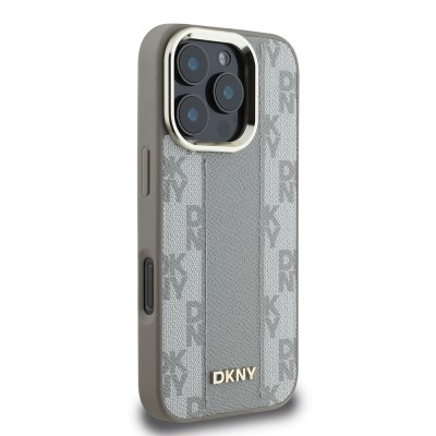 Apple iPhone 16 Pro Kılıf DKNY Orjinal Lisanslı M-safe Şarj Özellikli 3D Yazılı Checkered Pattern Kapak - 4