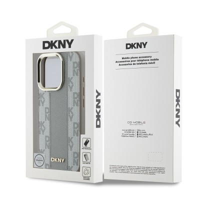 Apple iPhone 16 Pro Kılıf DKNY Orjinal Lisanslı M-safe Şarj Özellikli 3D Yazılı Checkered Pattern Kapak - 8