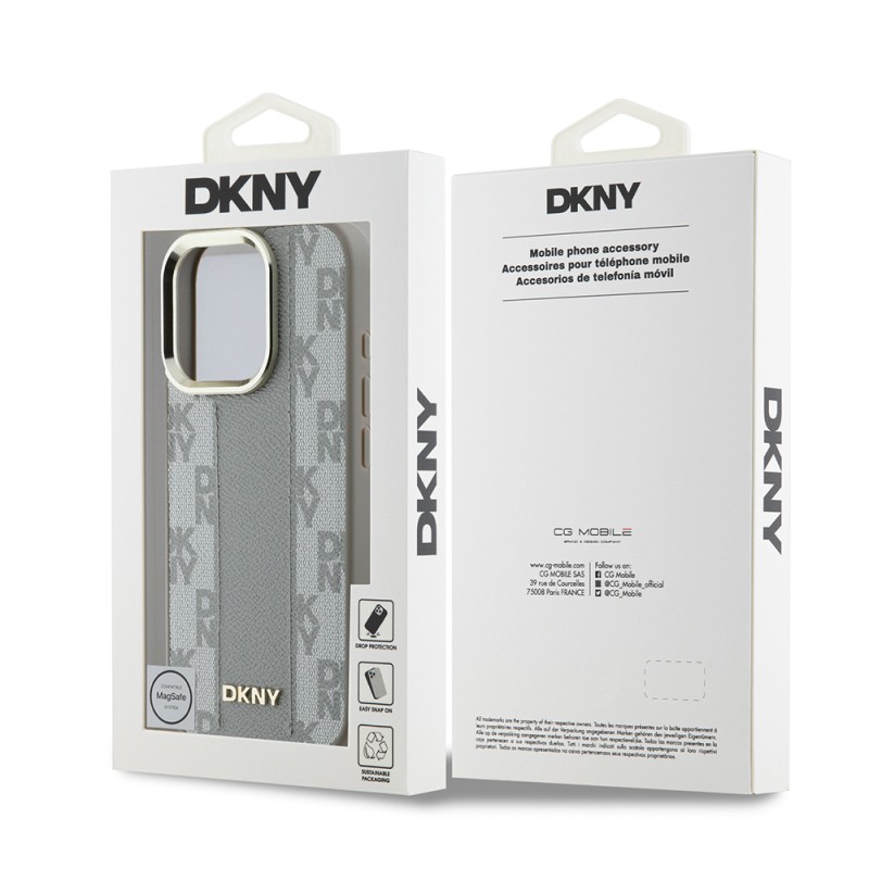 Apple iPhone 16 Pro Kılıf DKNY Orjinal Lisanslı M-safe Şarj Özellikli 3D Yazılı Checkered Pattern Kapak - 8