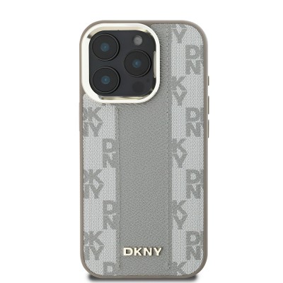 Apple iPhone 16 Pro Kılıf DKNY Orjinal Lisanslı M-safe Şarj Özellikli 3D Yazılı Checkered Pattern Kapak - 10