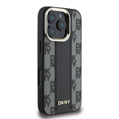 Apple iPhone 16 Pro Kılıf DKNY Orjinal Lisanslı M-safe Şarj Özellikli 3D Yazılı Checkered Pattern Kapak - 13