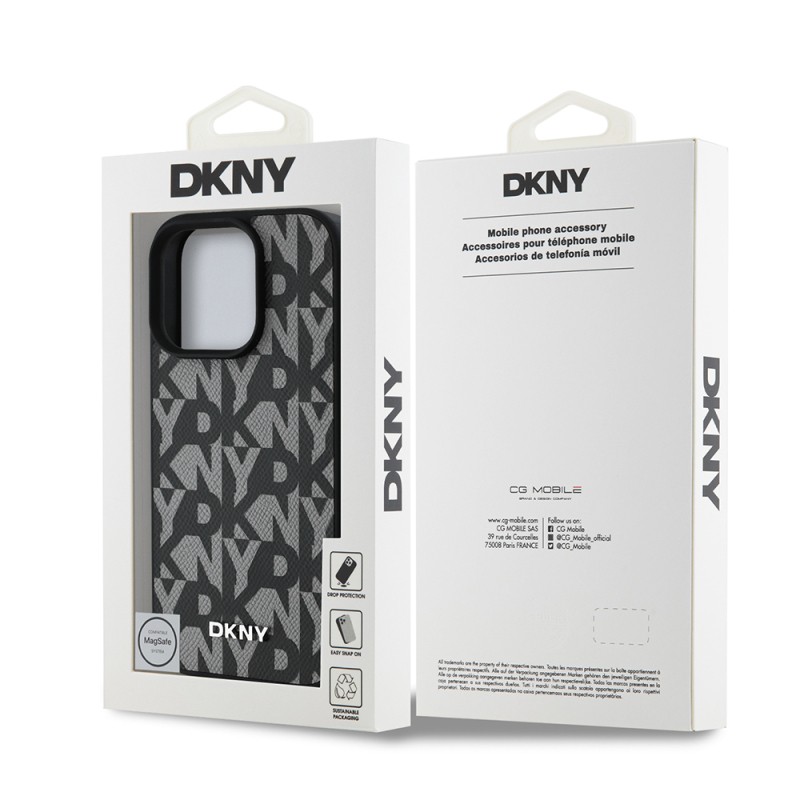 Apple iPhone 16 Pro Kılıf DKNY Orjinal Lisanslı M-safe Şarj Özellikli 3D Yazılı Grid Pattern Kapak - 17