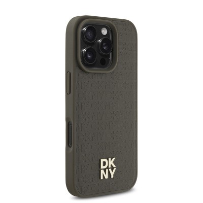 Apple iPhone 16 Pro Kılıf DKNY Orjinal Lisanslı M-safe Şarj Özellikli 3D Yazılı Repeat Pattern Kapak - 6