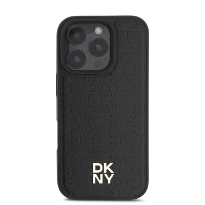 Apple iPhone 16 Pro Kılıf DKNY Orjinal Lisanslı M-safe Şarj Özellikli 3D Yazılı Repeat Pattern Kapak - 12