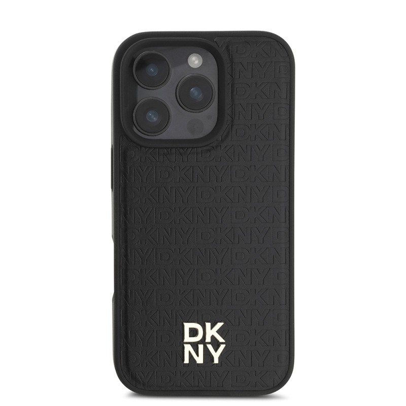 Apple iPhone 16 Pro Kılıf DKNY Orjinal Lisanslı M-safe Şarj Özellikli 3D Yazılı Repeat Pattern Kapak - 12