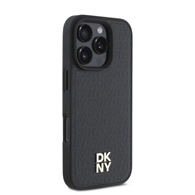 Apple iPhone 16 Pro Kılıf DKNY Orjinal Lisanslı M-safe Şarj Özellikli 3D Yazılı Repeat Pattern Kapak - 13
