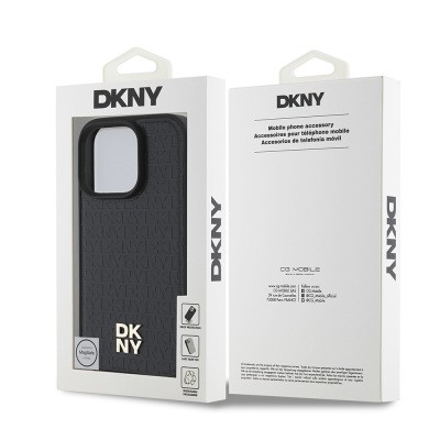 Apple iPhone 16 Pro Kılıf DKNY Orjinal Lisanslı M-safe Şarj Özellikli 3D Yazılı Repeat Pattern Kapak - 17