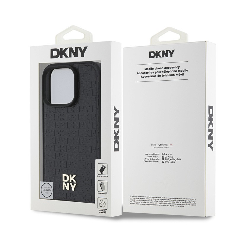 Apple iPhone 16 Pro Kılıf DKNY Orjinal Lisanslı M-safe Şarj Özellikli 3D Yazılı Repeat Pattern Kapak - 17