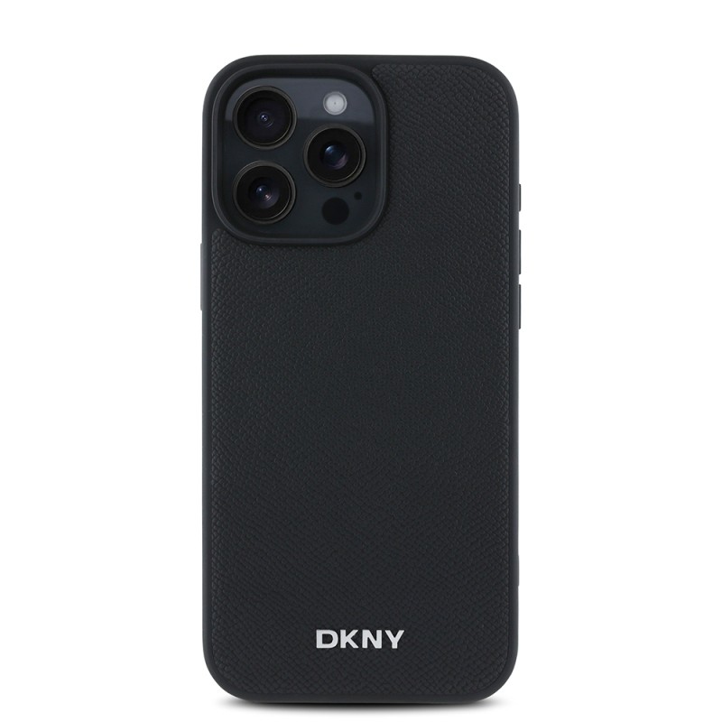 Apple iPhone 16 Pro Kılıf DKNY Orjinal Lisanslı M-safe Şarj Özellikli Metal Logolu PU Deri Grained Kapak - 4