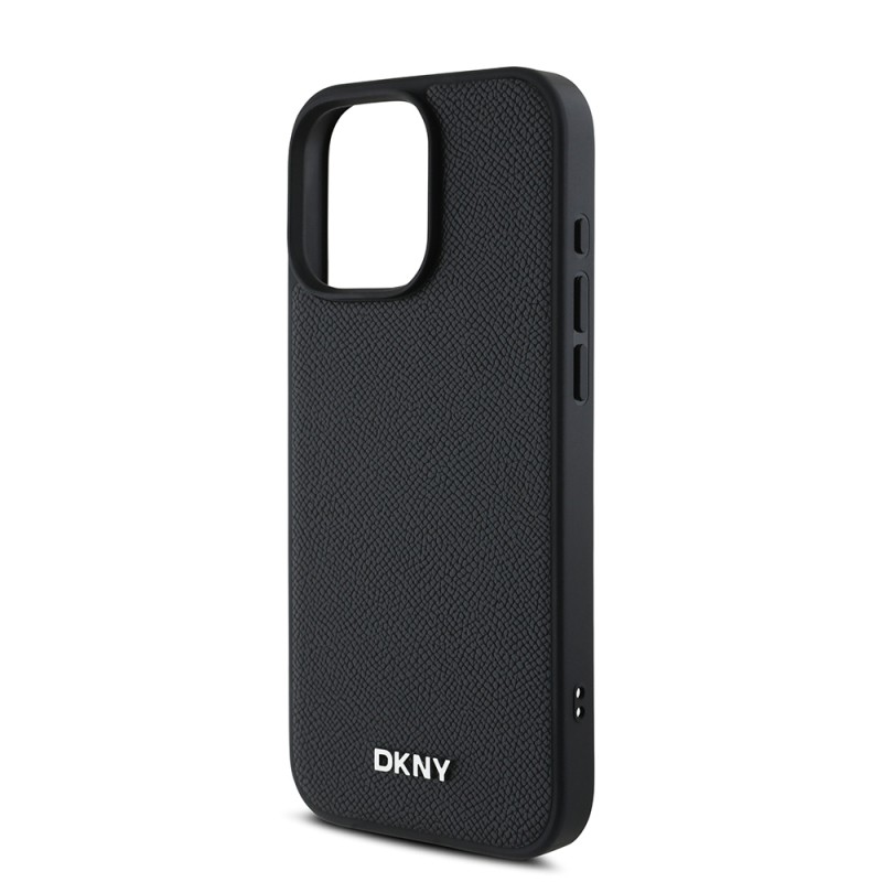 Apple iPhone 16 Pro Kılıf DKNY Orjinal Lisanslı M-safe Şarj Özellikli Metal Logolu PU Deri Grained Kapak - 7