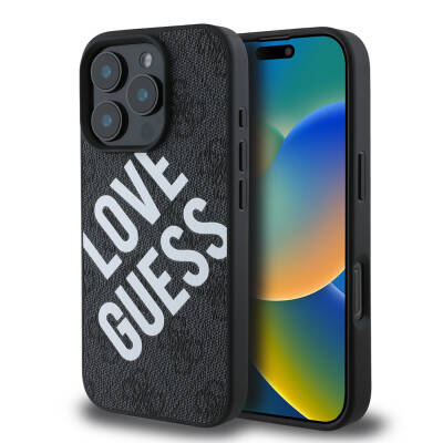 Apple iPhone 16 Pro Kılıf Guess Orjinal Lisanslı Big Love Guess Kapak - Guess