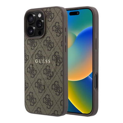 Apple iPhone 16 Pro Kılıf Guess Orjinal Lisanslı M-safe Kabartmalı 4G Desenli Yazı Logolu Kapak - Guess