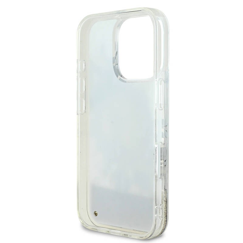 Apple iPhone 16 Pro Kılıf Guess Orjinal Lisanslı M-safe Şarj Özellikli Sıvılı Simli Çiçek Desenli Kapak - 6