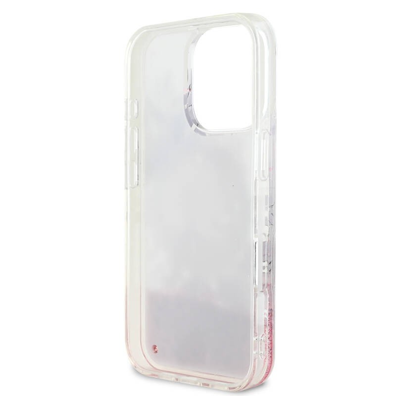 Apple iPhone 16 Pro Kılıf Guess Orjinal Lisanslı M-safe Şarj Özellikli Sıvılı Simli Çiçek Desenli Kapak - 13