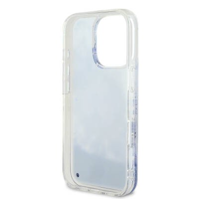 Apple iPhone 16 Pro Kılıf Guess Orjinal Lisanslı M-safe Şarj Özellikli Sıvılı Simli Çiçek Desenli Kapak - 23