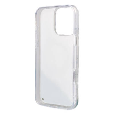 Apple iPhone 16 Pro Kılıf Guess Orjinal Lisanslı M-safe Şarj Özellikli Sıvılı Simli Çiçek Desenli Kapak - 30