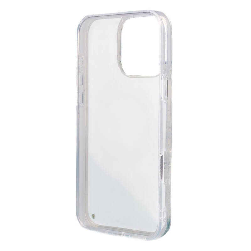 Apple iPhone 16 Pro Kılıf Guess Orjinal Lisanslı M-safe Şarj Özellikli Sıvılı Simli Çiçek Desenli Kapak - 30