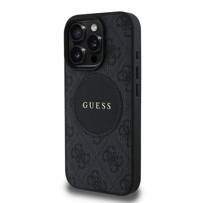 Apple iPhone 16 Pro Kılıf Guess Orjinal Lisanslı M-safe Şarj Özellikli Yazı Logolu Circle Classic Kapak - 5