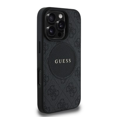 Apple iPhone 16 Pro Kılıf Guess Orjinal Lisanslı M-safe Şarj Özellikli Yazı Logolu Circle Classic Kapak - 6