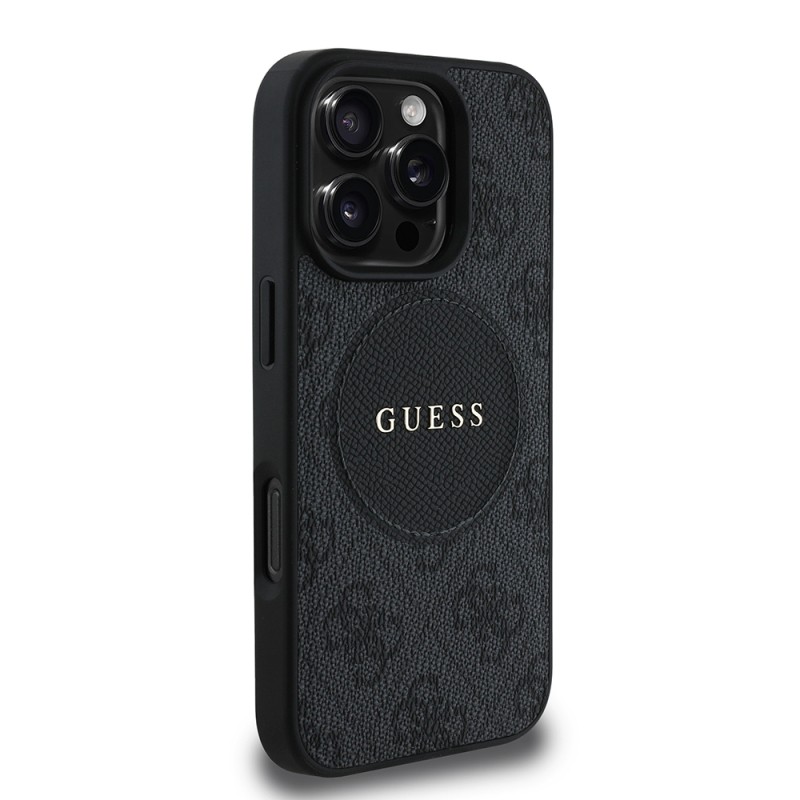 Apple iPhone 16 Pro Kılıf Guess Orjinal Lisanslı M-safe Şarj Özellikli Yazı Logolu Circle Classic Kapak - 6