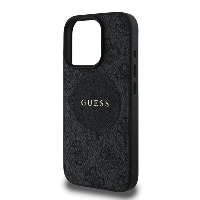 Apple iPhone 16 Pro Kılıf Guess Orjinal Lisanslı M-safe Şarj Özellikli Yazı Logolu Circle Classic Kapak - 7
